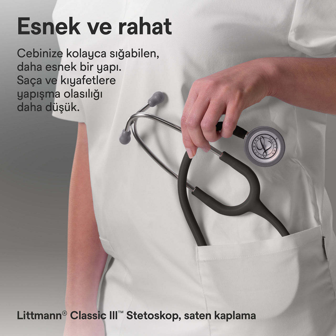 Littmann Classic Satin Finish siyah cepte stetoskop