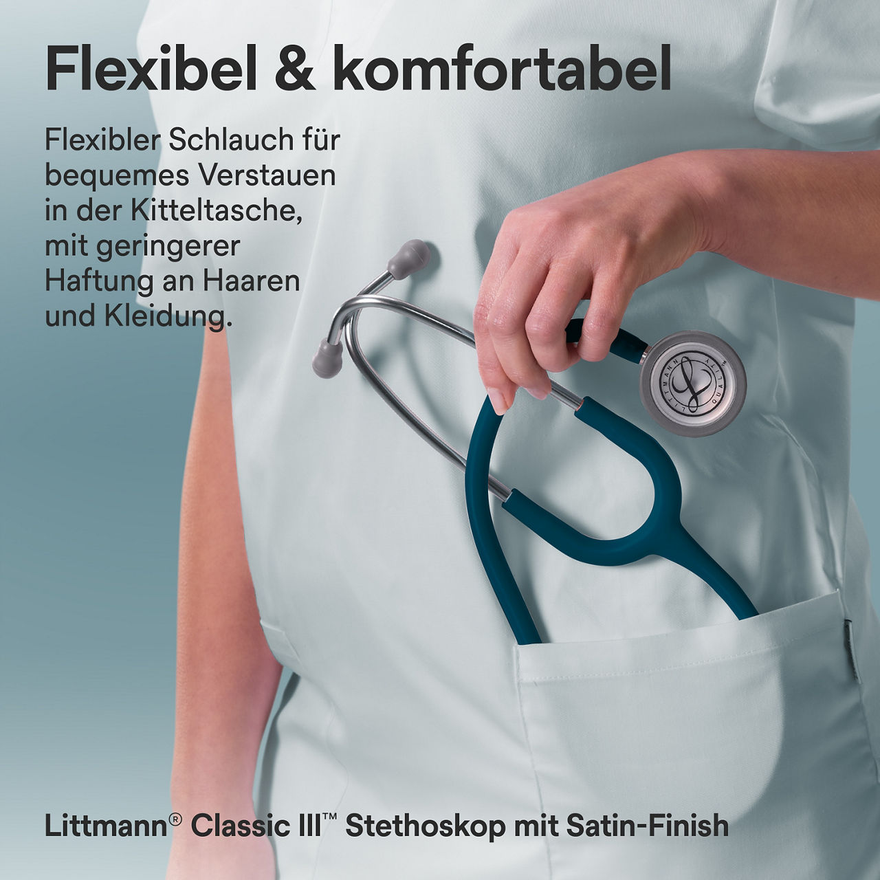 Littmann Classic Satin Finish Stethoskop in Caribbean in der Kitteltasch