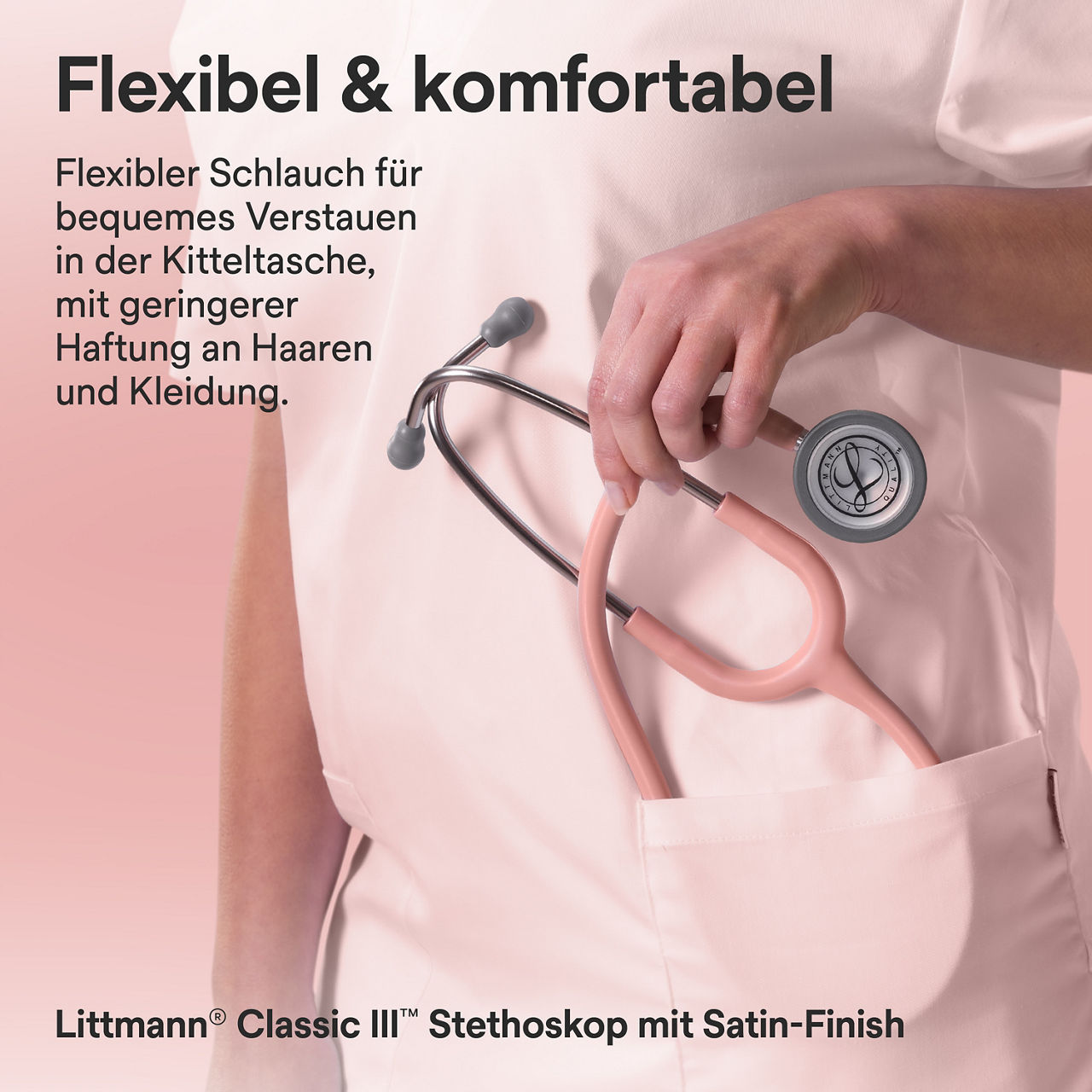 Littmann Classic Satin Finish Stethoskop in Champagne in der Kitteltasche