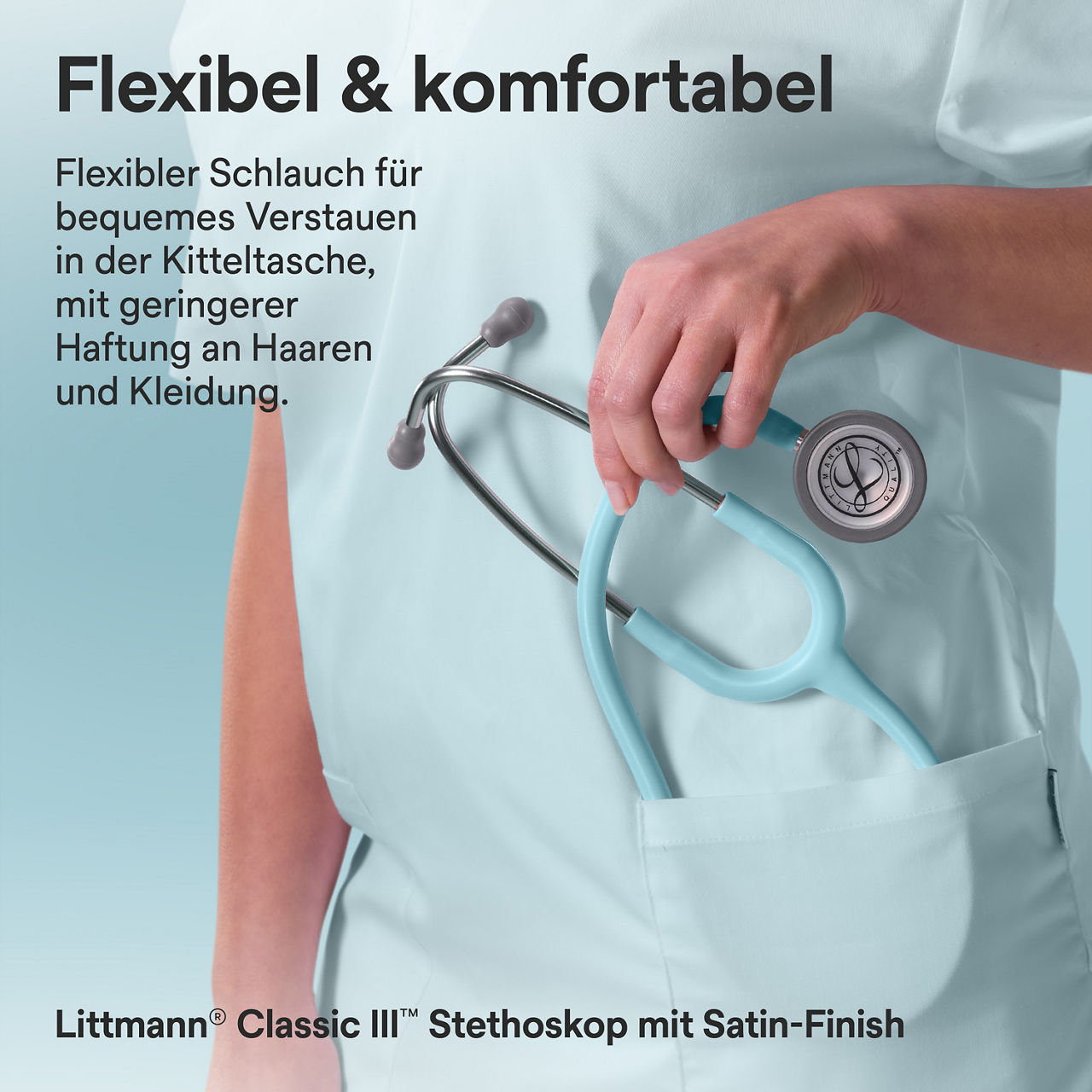 Littmann Classic Satin Finish Stethoskop in Marine in der Kitteltasche