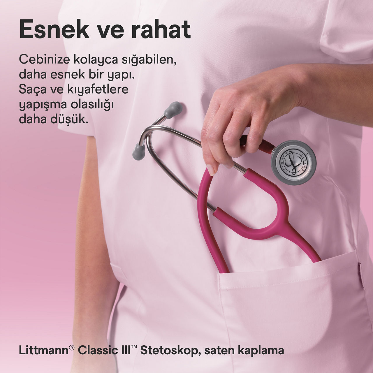 Littmann Classic Satin Finish raspberry cepte stetoskop