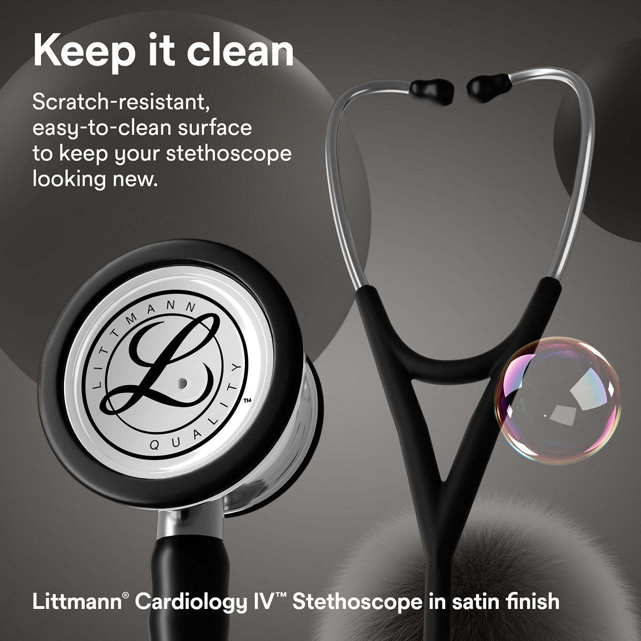 Littmann® Cardiology IV™ Stethoscope Satin Finish B+ Assets 3000x3000 - Black