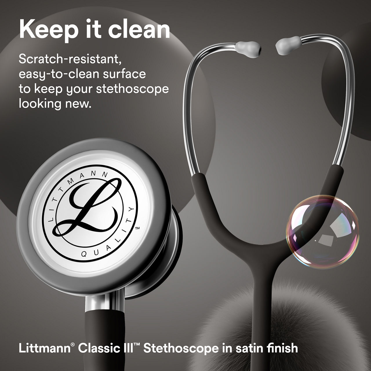 Littmann® Classic III™ Stethoscope Satin Finish B+ Assets 3000x3000 - Black