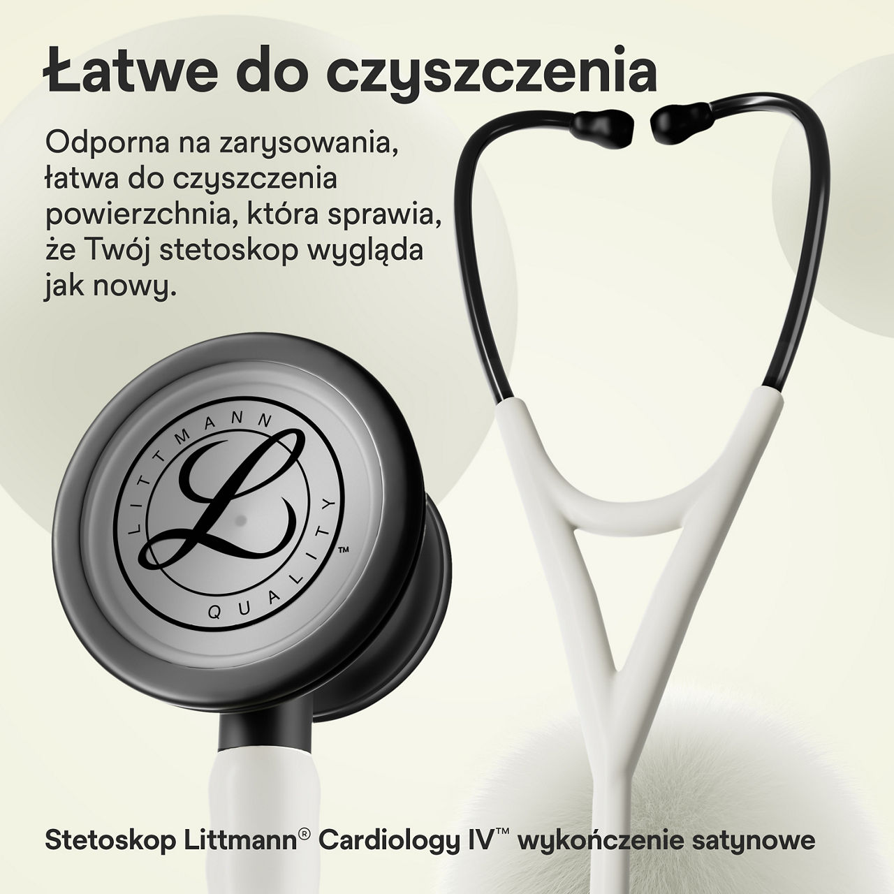 Littmann Satin Finish Kardiologia klatka piersiowa i liry Black 3000x3000
