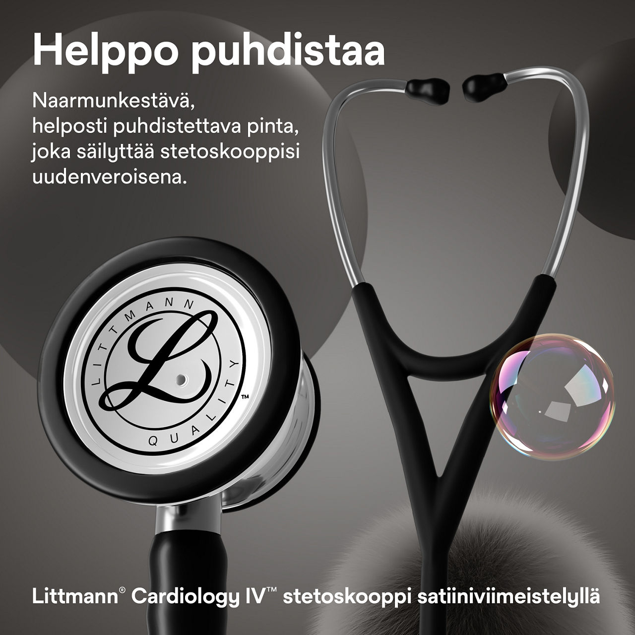 Littmann Cardiology stetoskooppi musta rintakappale satin finish