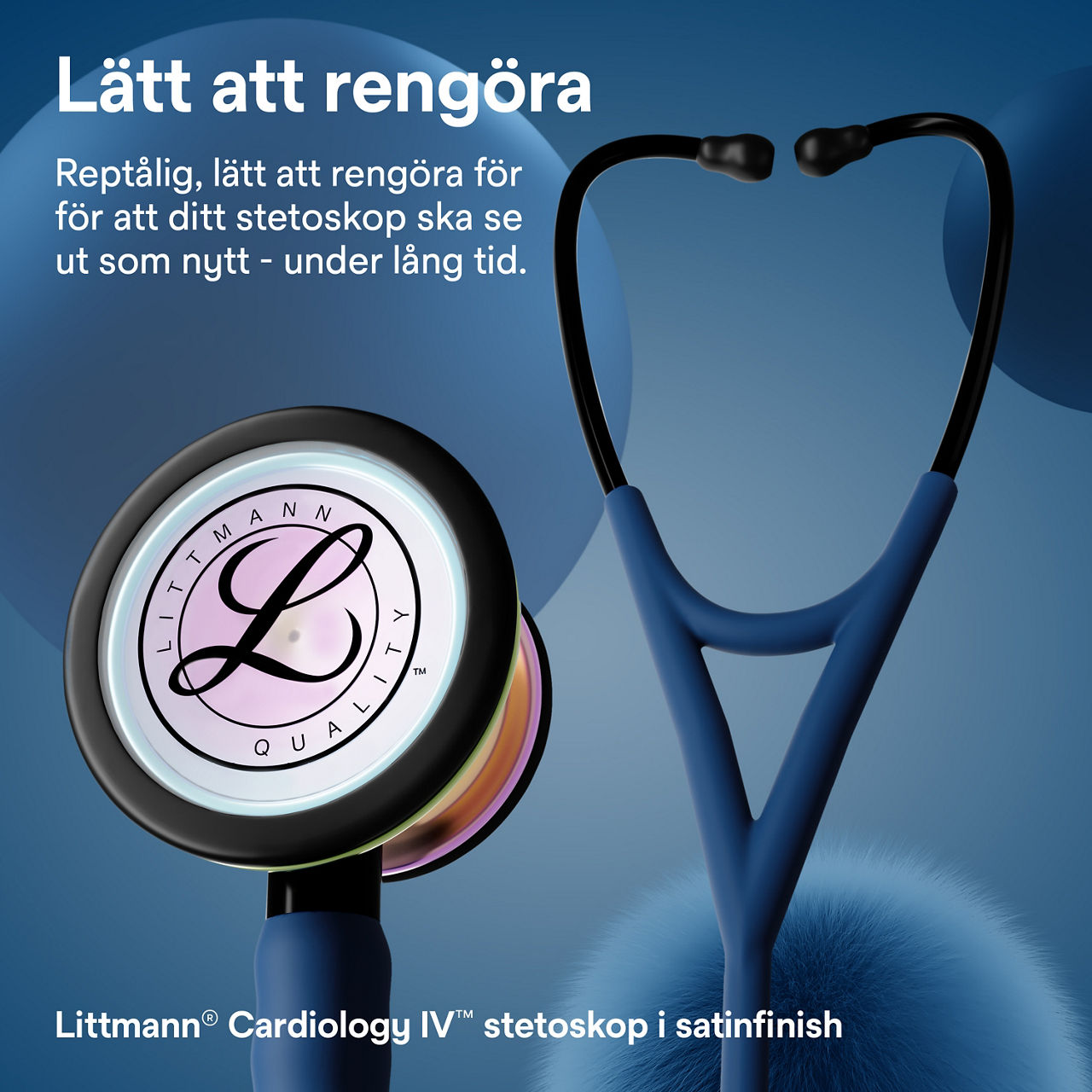 Littmann Satin Finish Kardiologi Stetoskop Bröststycke och Öronbyglar Marinblå 3000x3000
