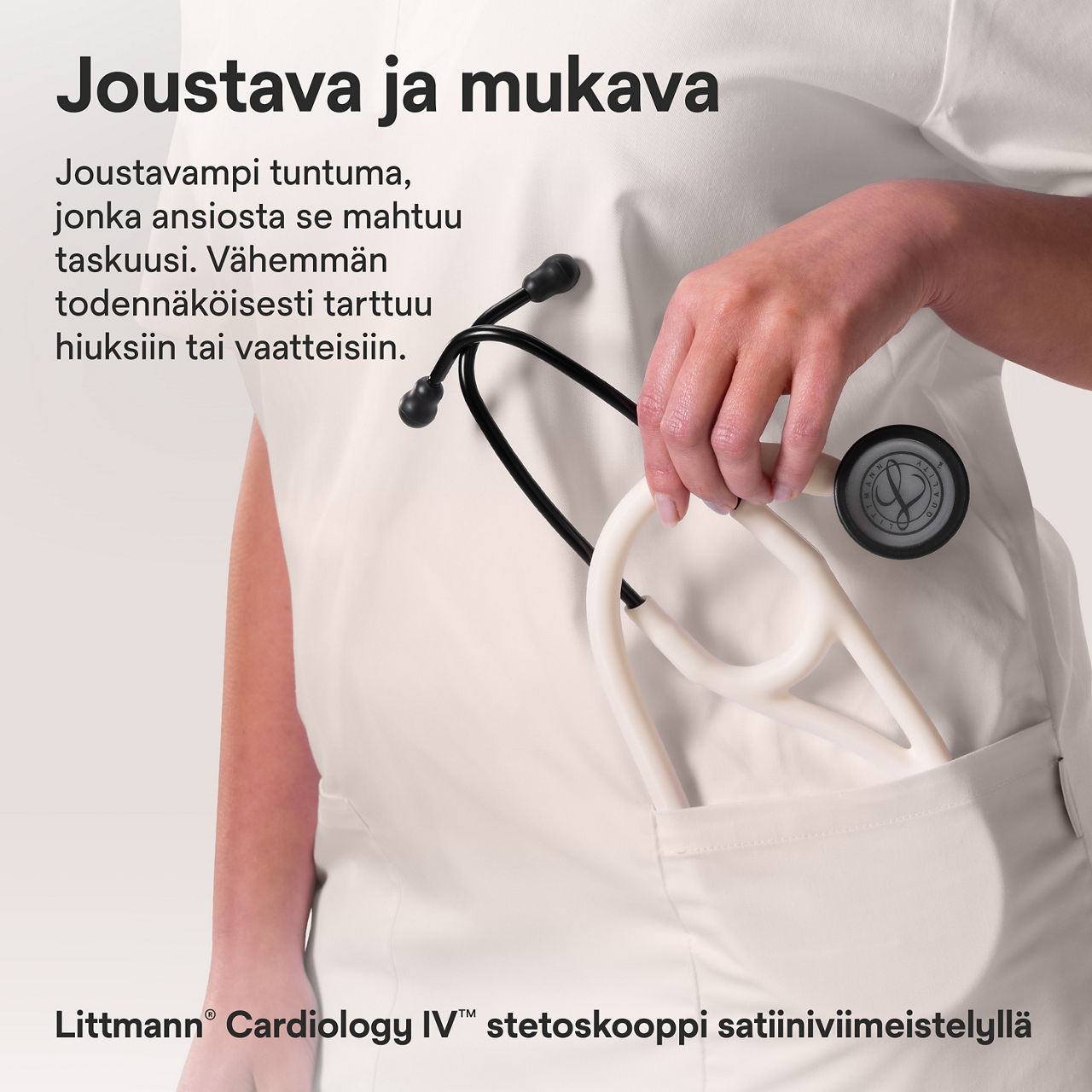 Littmann Cardiology stetoskooppi alabaster taskussa satin finish