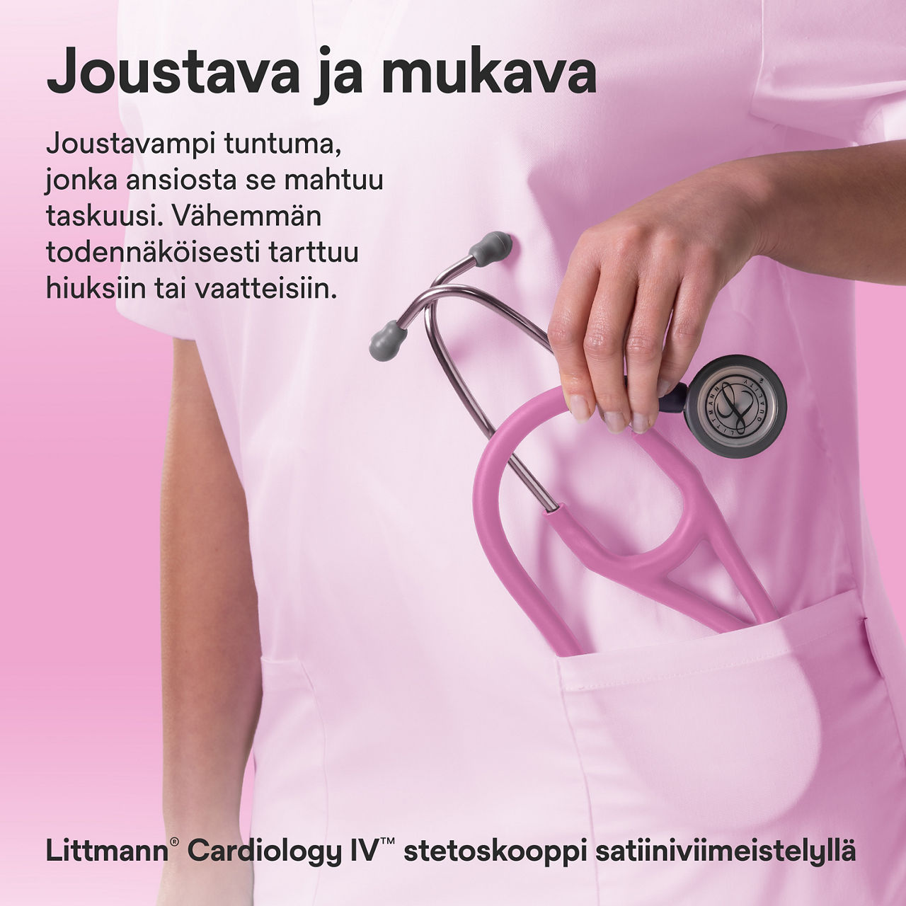 Littmann Cardiology stetoskooppi rose taskussa satin finish
