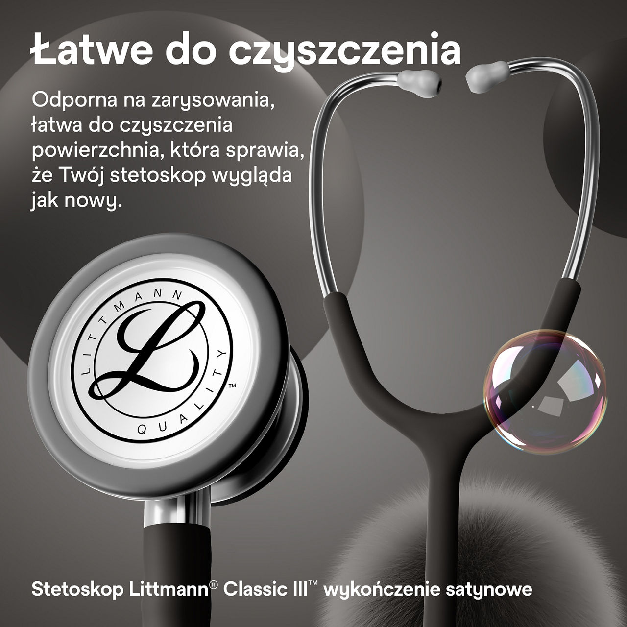 Littmann Satin Finish Classic klatka piersiowa i liry Black 3000x3000