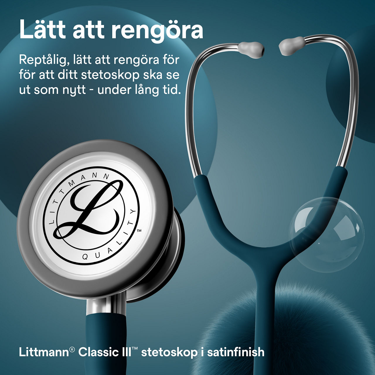 Littmann Satin Finish Classic Stetoskop Bröststycke och Öronbyglar Caribbean 3000x3000