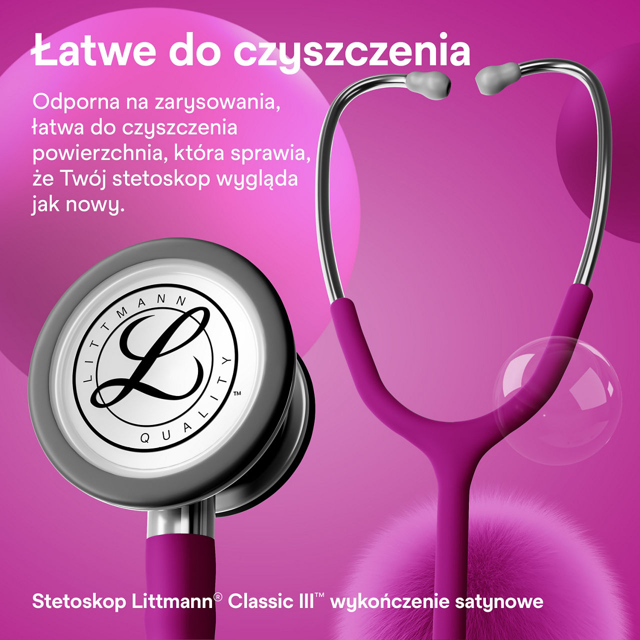 Littmann Satin Finish Classic klatka piersiowa i liry Raspberry 3000x3000