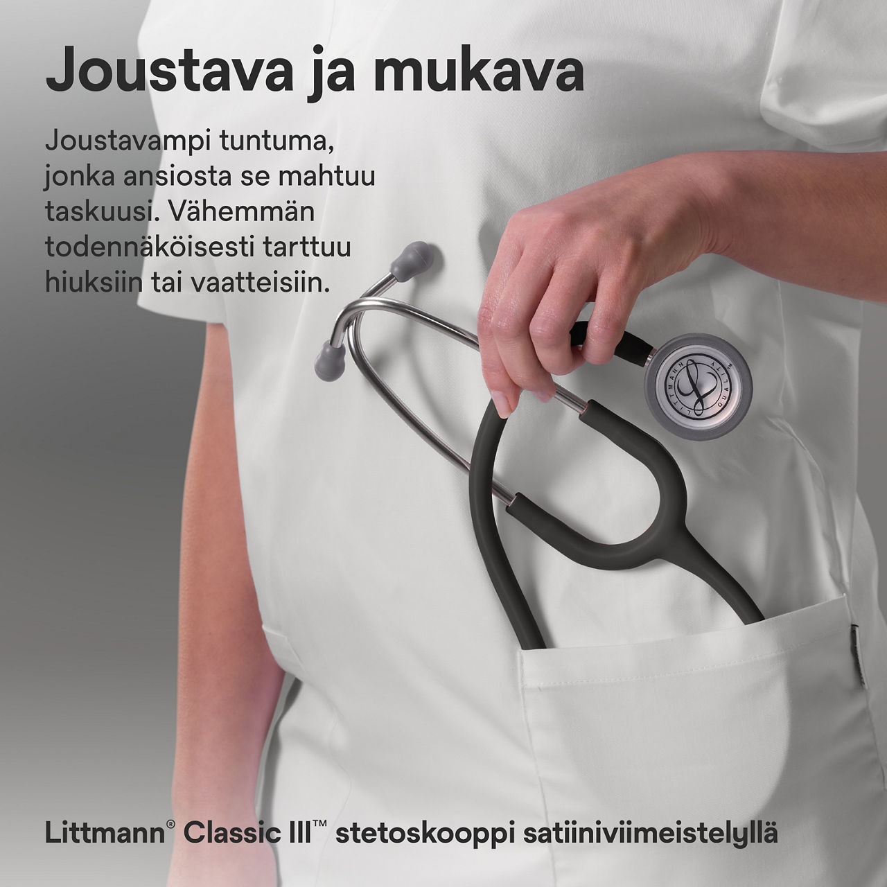 Littmann Classic stetoskooppi musta taskussa satin finish