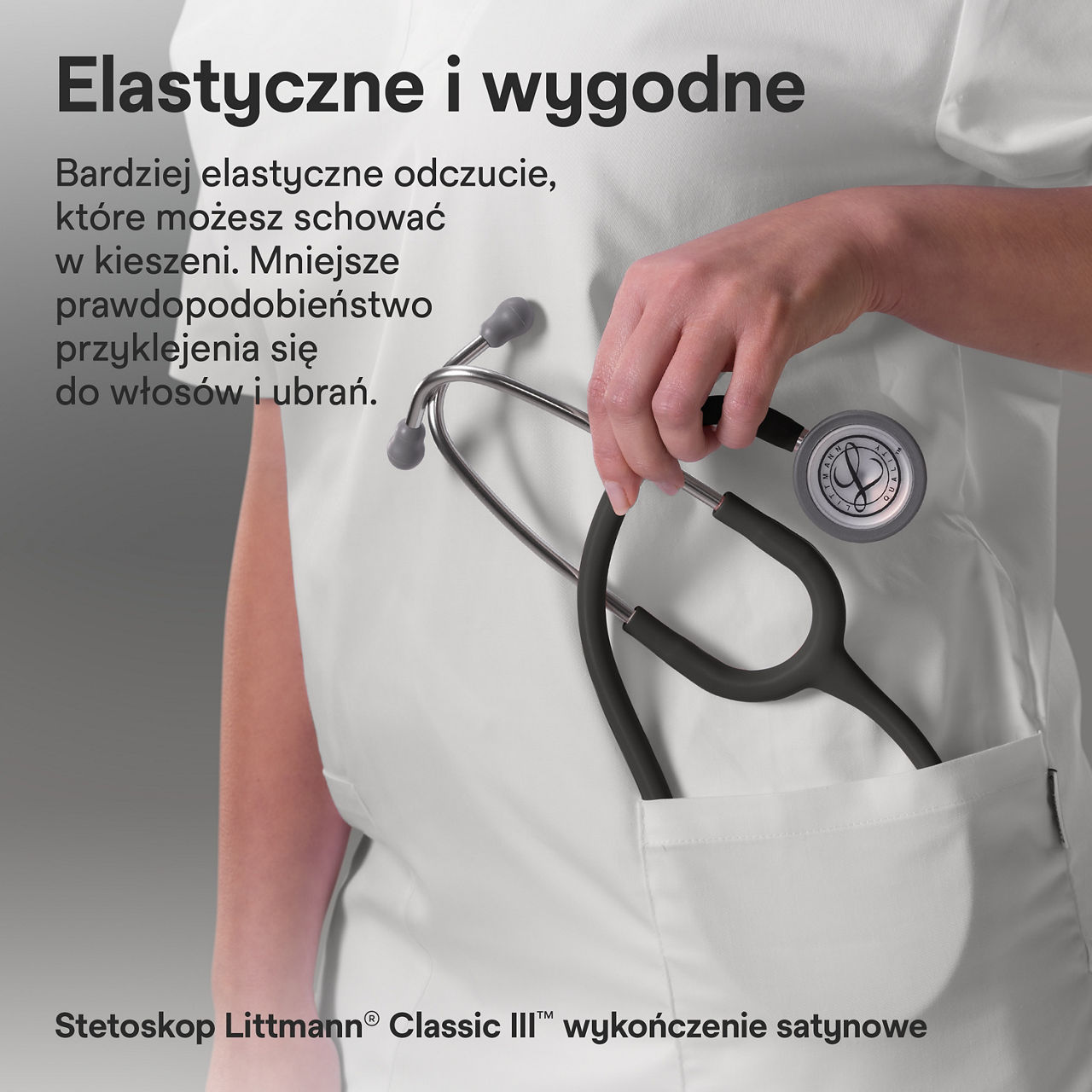Littmann Satin Finish Classic w kieszeni Black 3000x3000