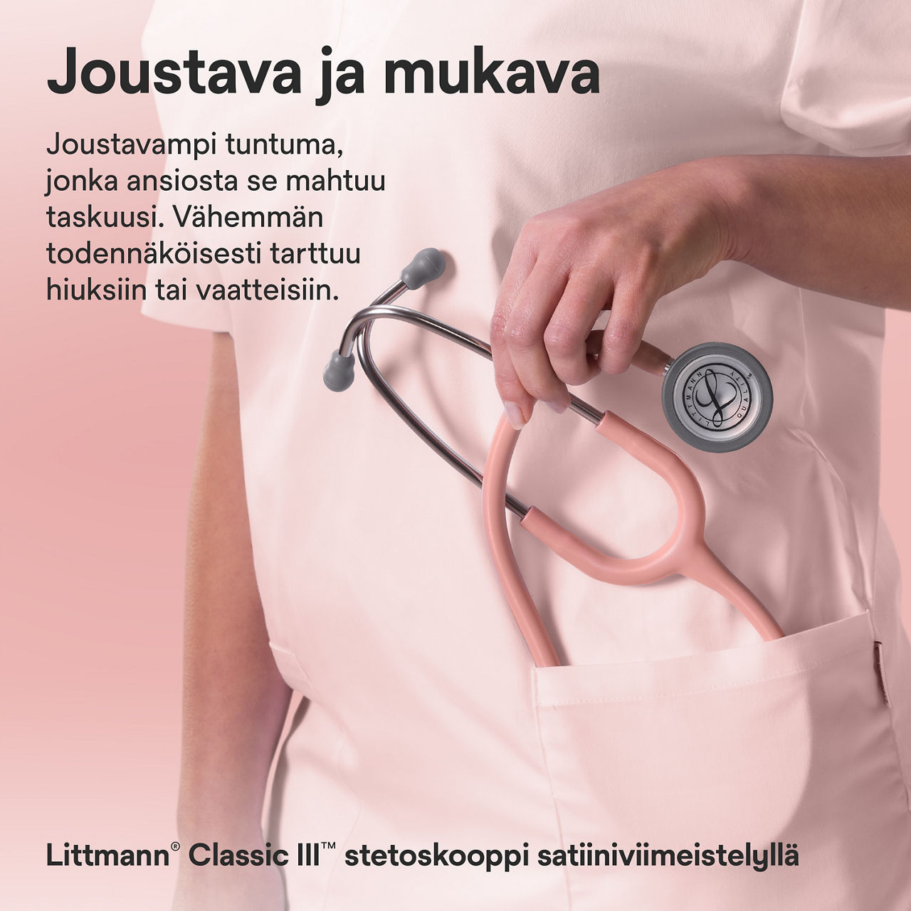 Littmann Classic stetoskooppi champagne taskussa satin finish