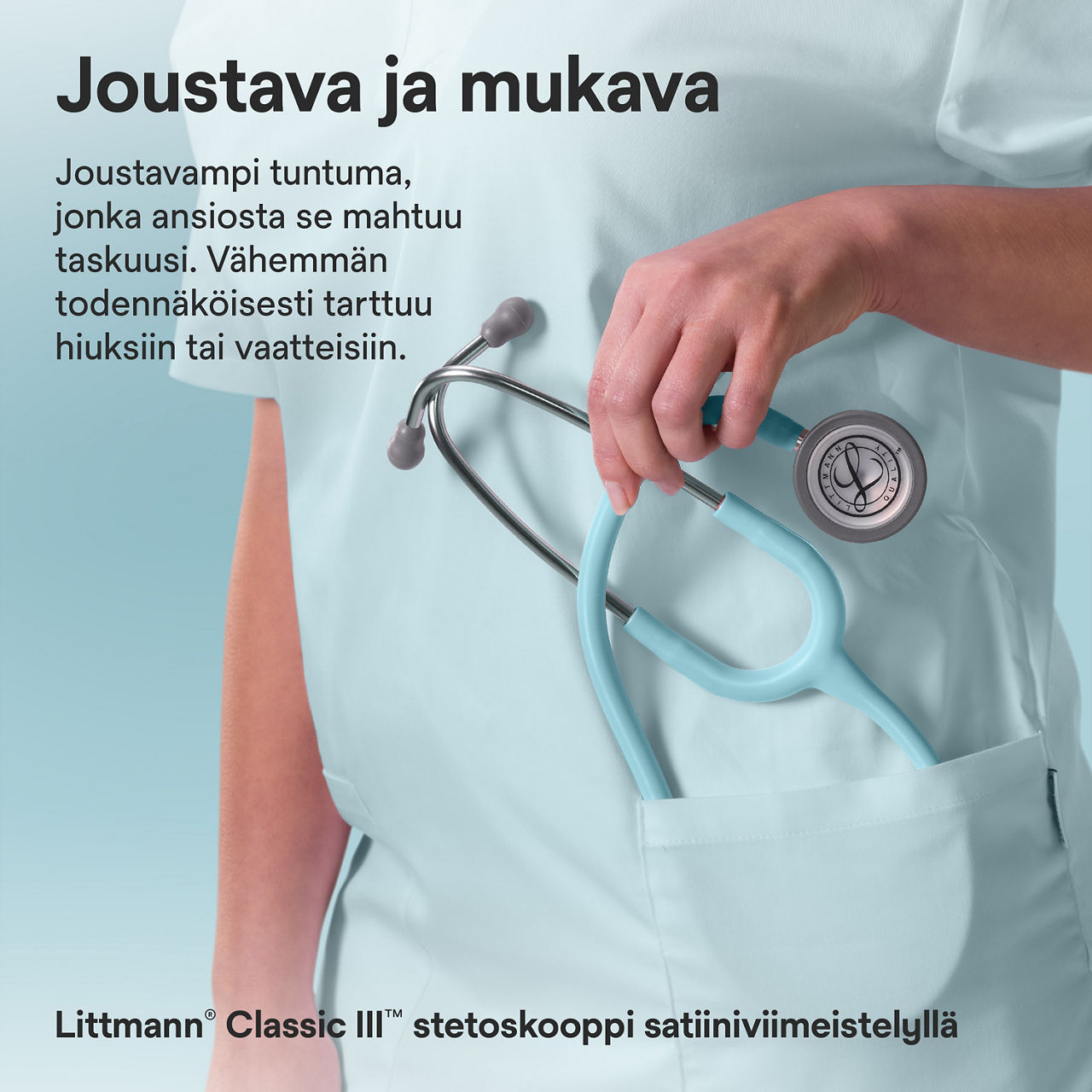 Littmann Classic stetoskooppi marine taskussa satin finish