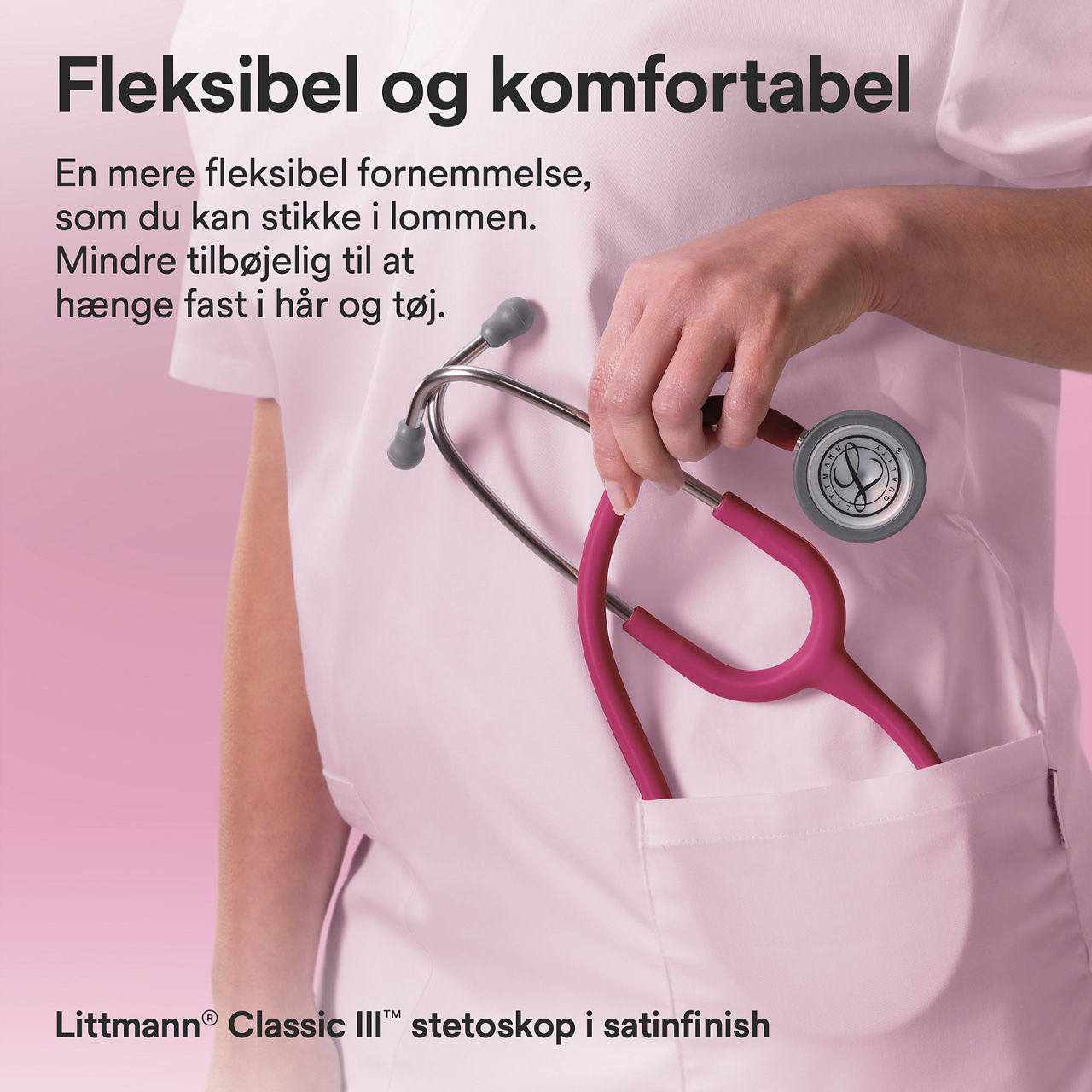 Littmann Classic stetoskop – Raspberry (lommevisning)