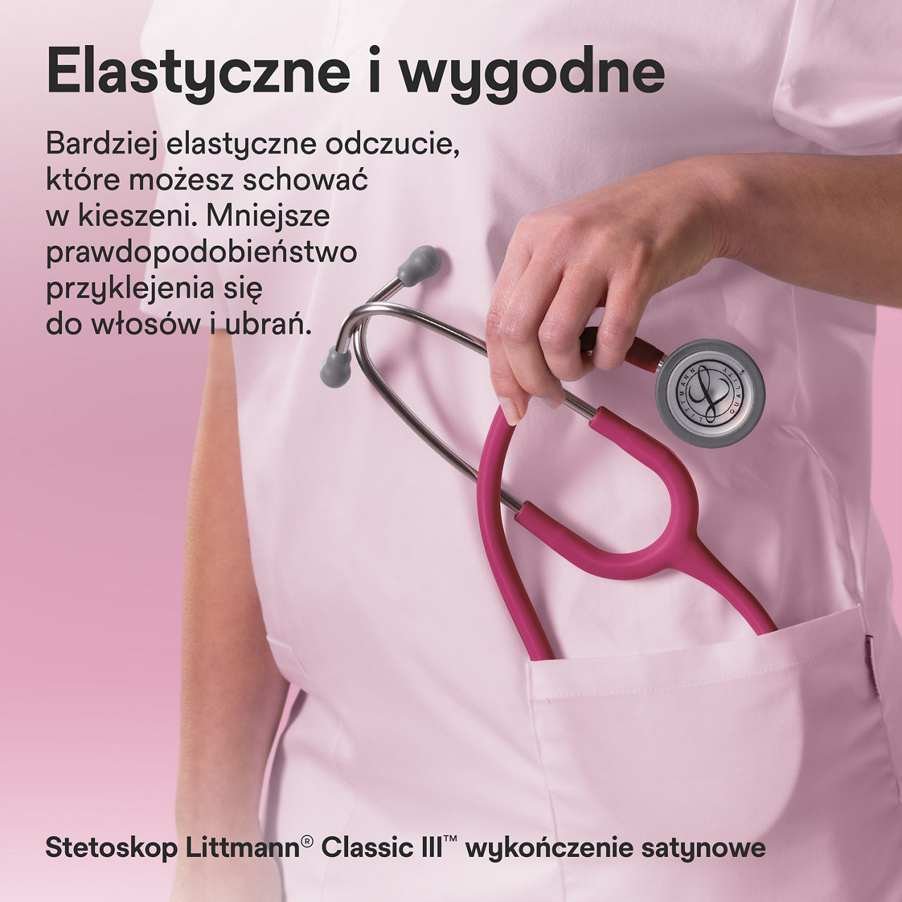 Littmann Satin Finish Classic w kieszeni Raspberry 3000x3000