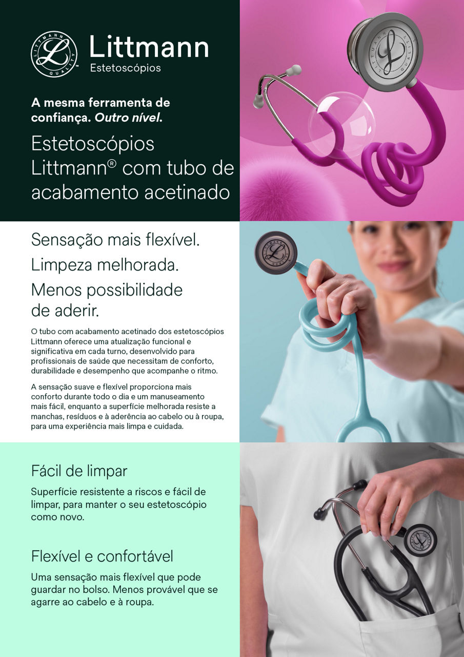 Estetoscópios Littmann® com tubo de acabamento acetinado
