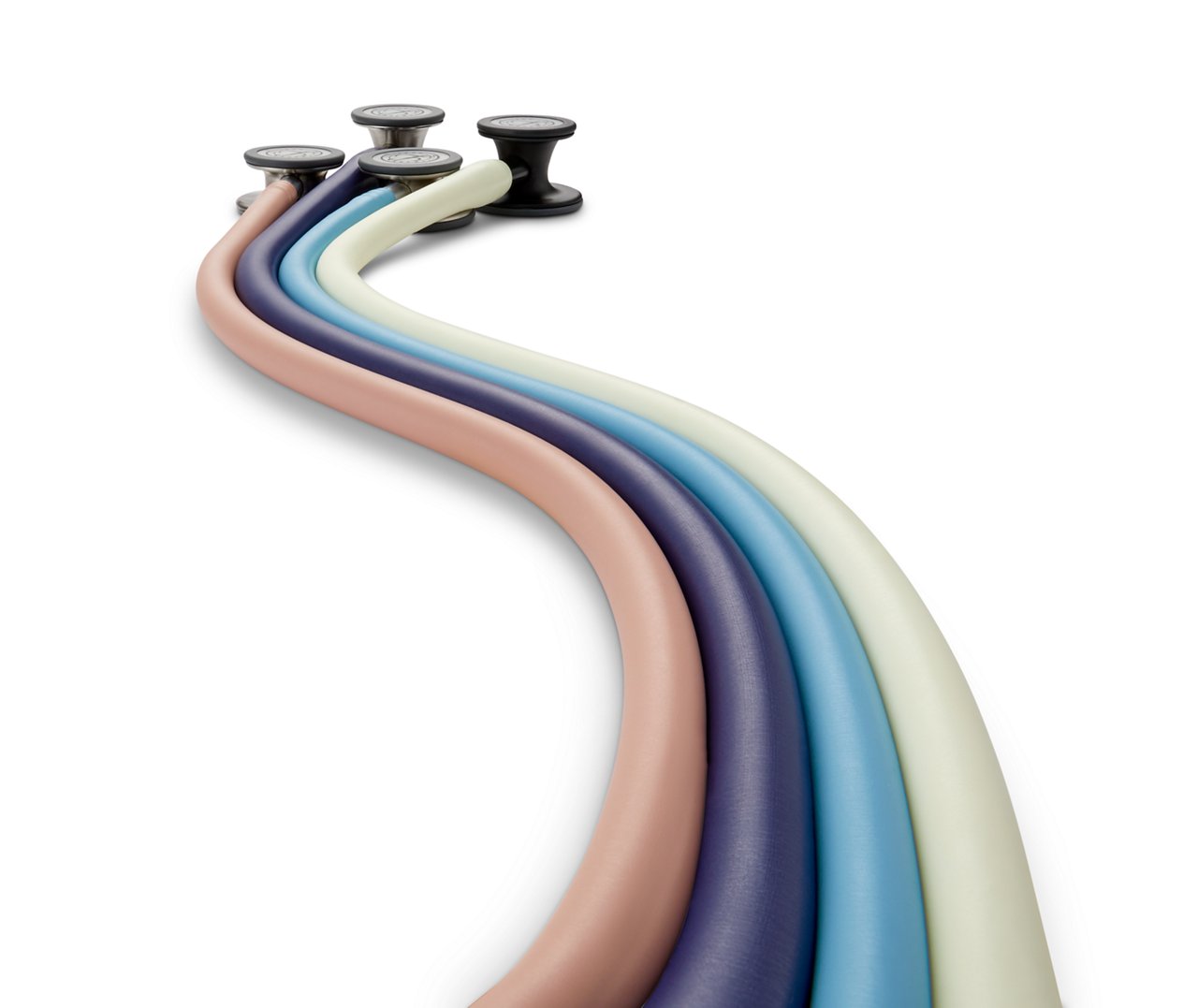 Regenbogen-Schlauch mit Satin-Finish, 4 Stethoskop-Farben, Weitaufnahme

