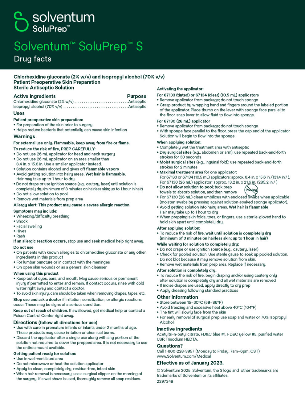 Solventum™ SoluPrep™ S Drug facts