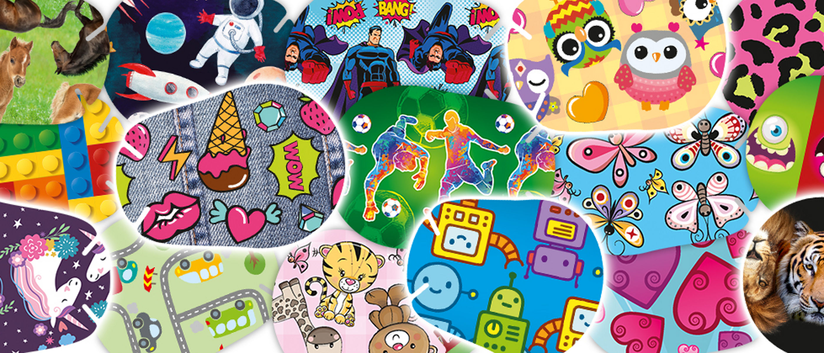 Opticlude riddles hero banner featuring various Opticlude eye patcheds designs