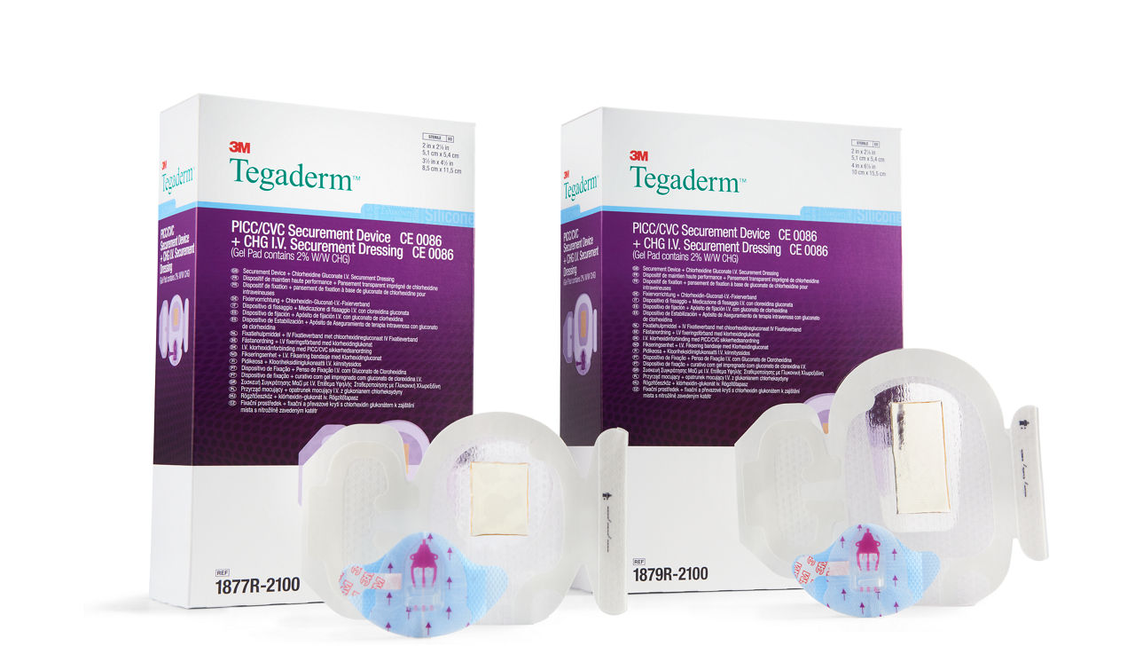 PICC/CVC-fixatiehulpmiddel + Tegaderm™ CHG Chlorhexidine Gluconate I.V. Fixatieverband
