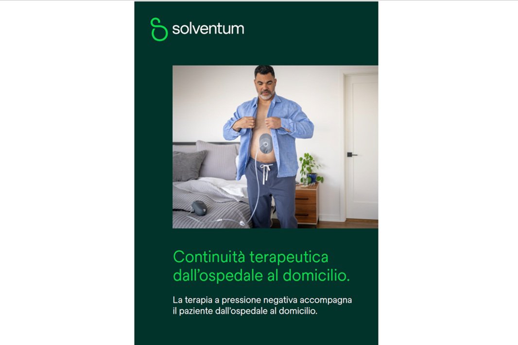 Immagine chiave con logo Solventum e testo: Continuità terapeutica dall'ospedale al domicilio.