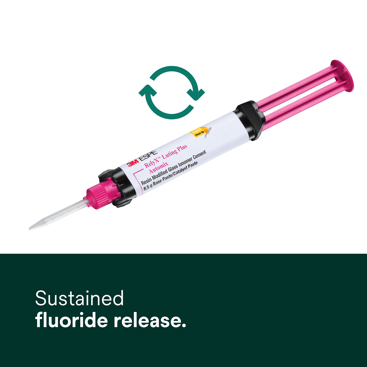 (3 - Automix) RelyX Luting Plus RMGI Cement: Sustained fluoride release