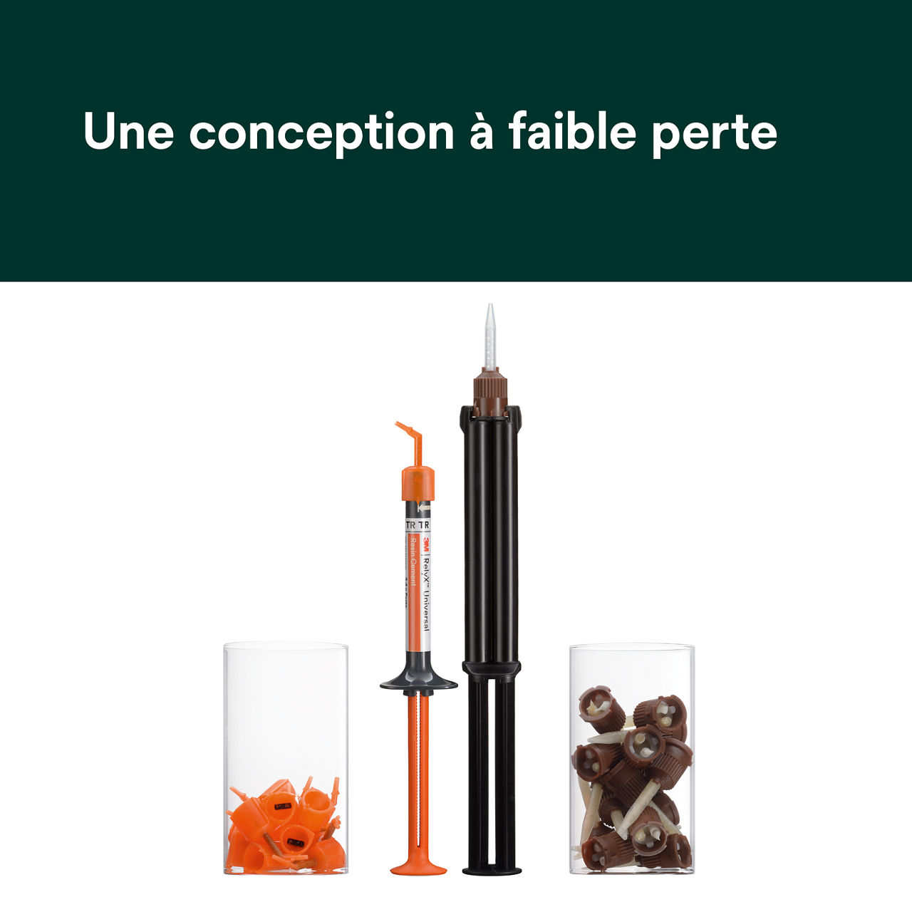 (2) RelyX™ Universal Ciment-composite de collage: Conception à faible production de déchets.