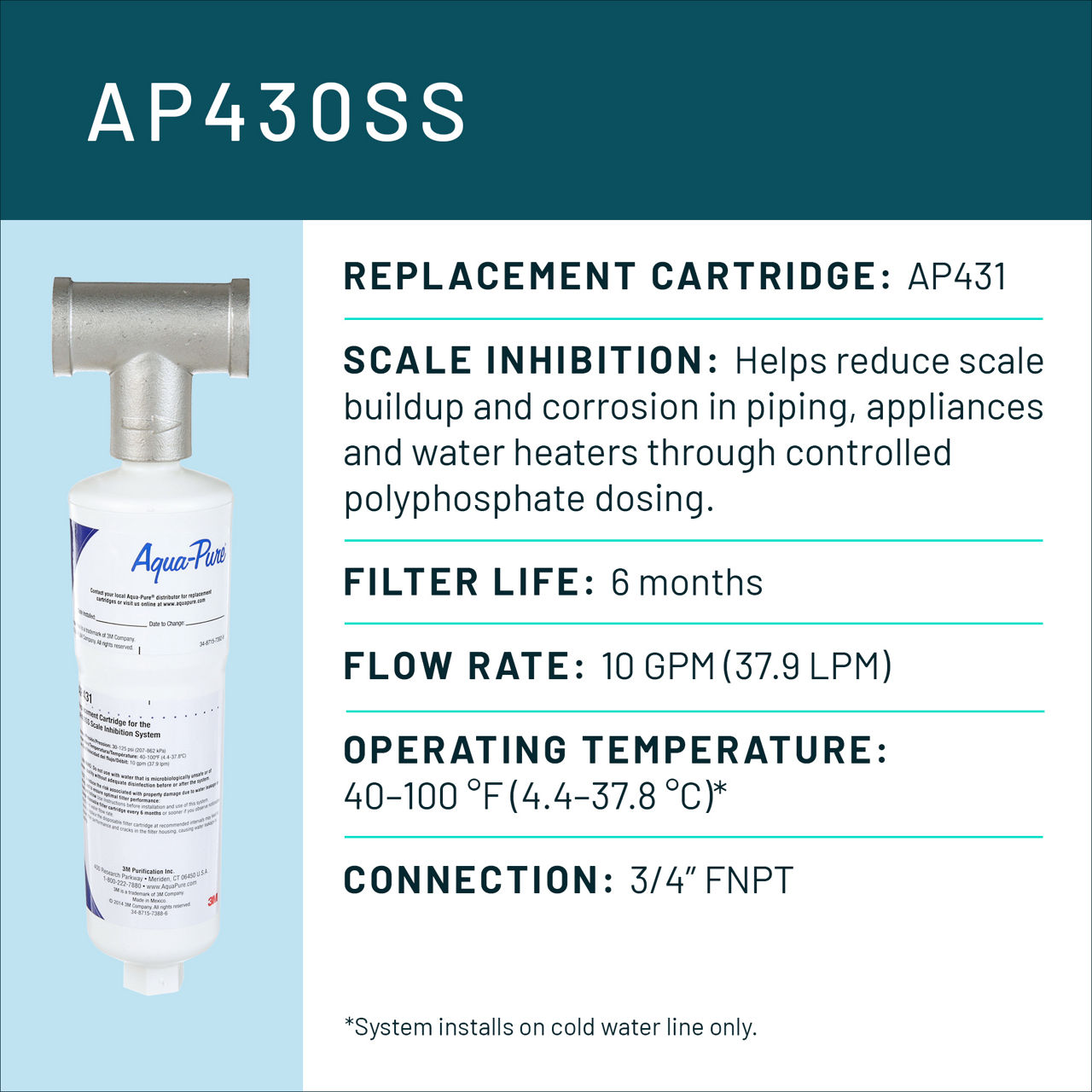 Aqua-Pure™ Brand Residential B+ Image AP430SS Whole House - Spec Card