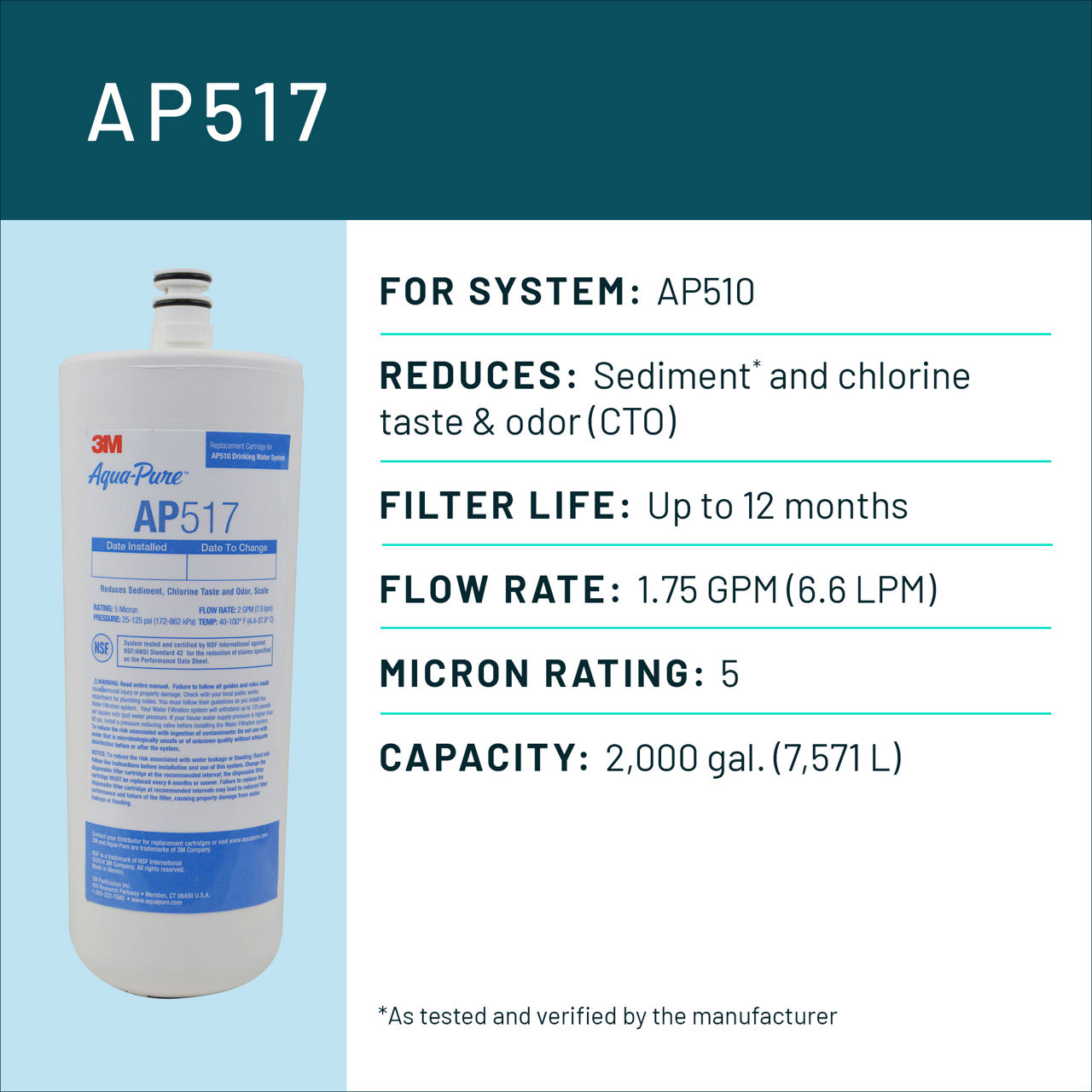 Aqua-Pure™ Brand Residential B+ Image AP517 Undersink - Spec Card