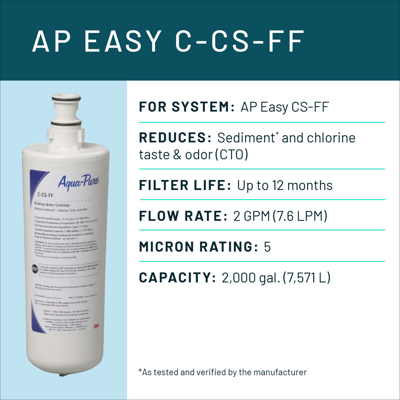 Aqua-Pure™ Brand Residential B+ Image AP Easy C-CS-FF Undersink - Spec Card