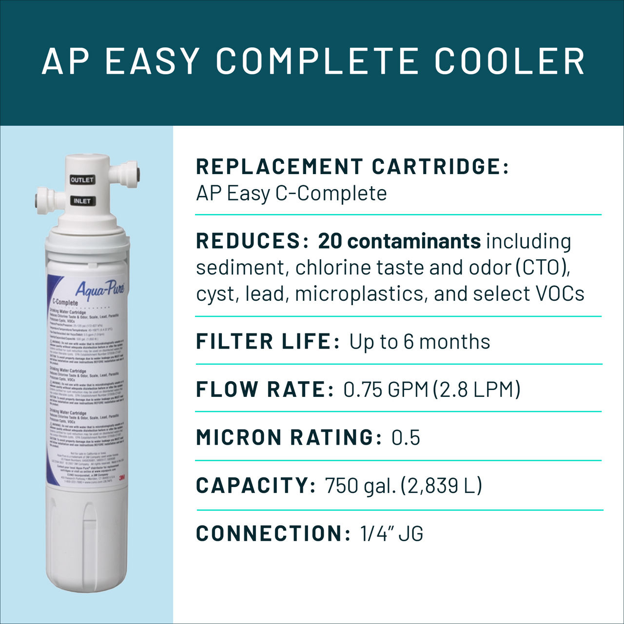 Aqua-Pure™ Brand Residential B+ Image AP Easy Complete Cooler Dedicated Faucet - Spec Card