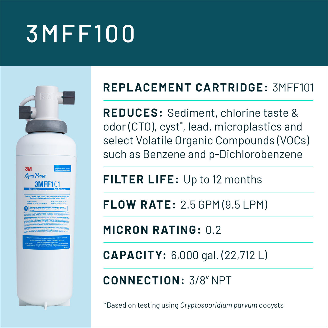 Aqua-Pure™ Brand Residential B+ Image 3MFF100 Undersink - Spec Card