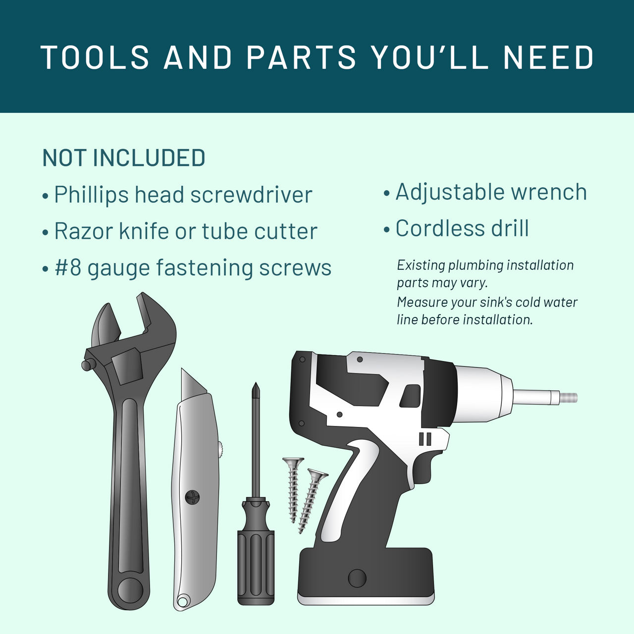 Aqua-Pure™ Brand Residential B+ Image 3MDW301 Dedicated Faucet - Tools Needed