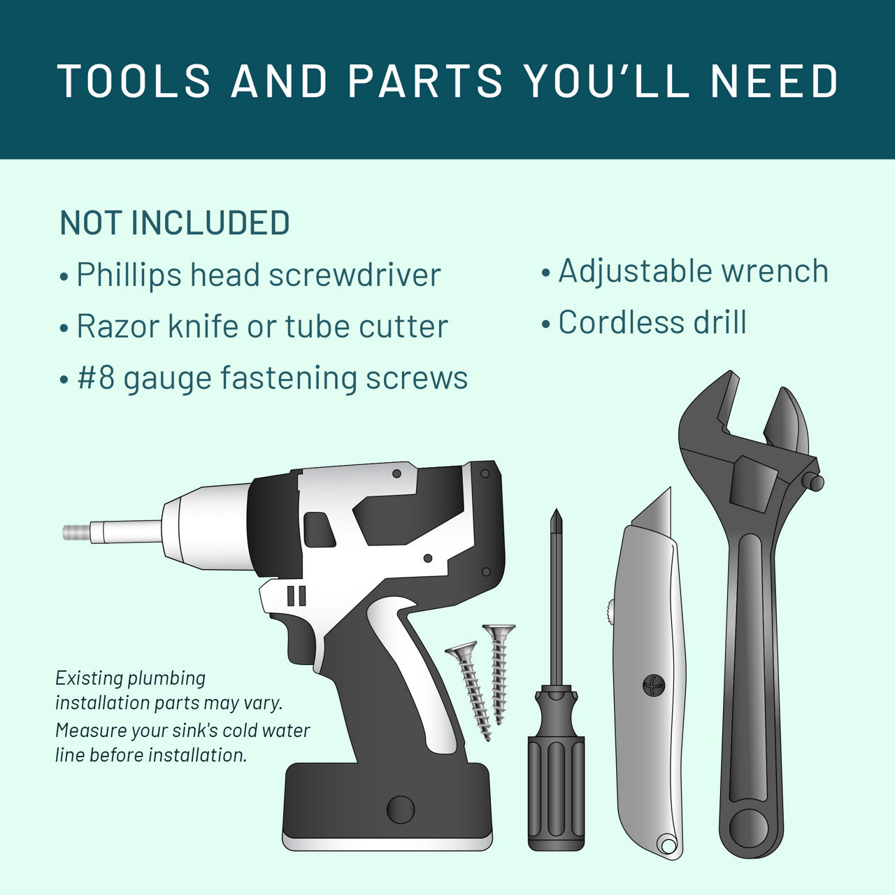 Aqua-Pure™ Brand Residential B+ Image 3MDW301-F Dedicated Faucet - Tools Needed