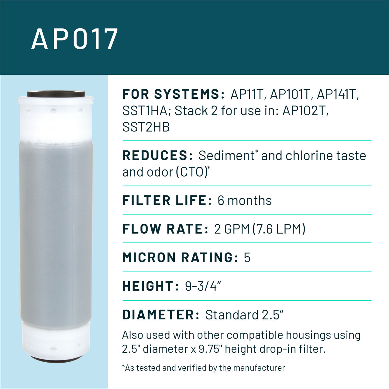 Aqua-Pure™ Brand Residential B+ Image AP017 Whole House - Spec Card