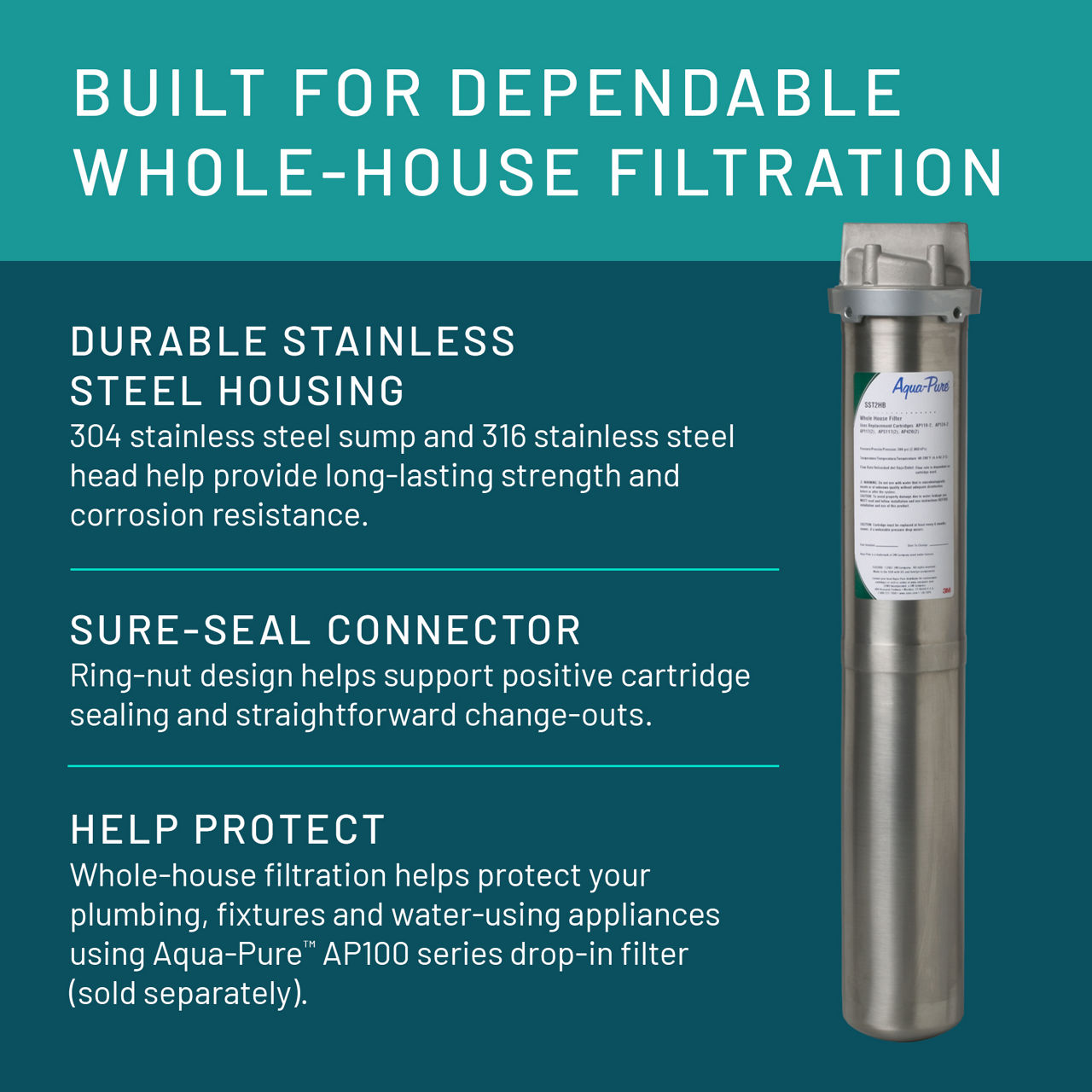 Aqua-Pure™ Brand Residential B+ Image SST2HA Whole House - Steel Housing