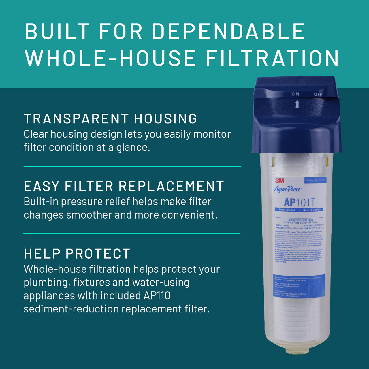 Aqua-Pure™ Brand Residential B+ Image AP101T Whole House - Transparent Housing