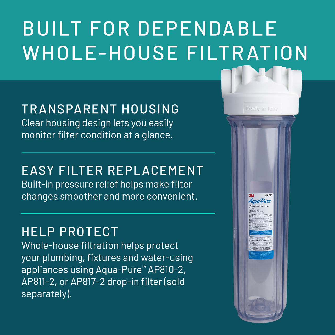 Aqua-Pure™ Brand Residential B+ Image AP802T Whole House - Transparent Housing