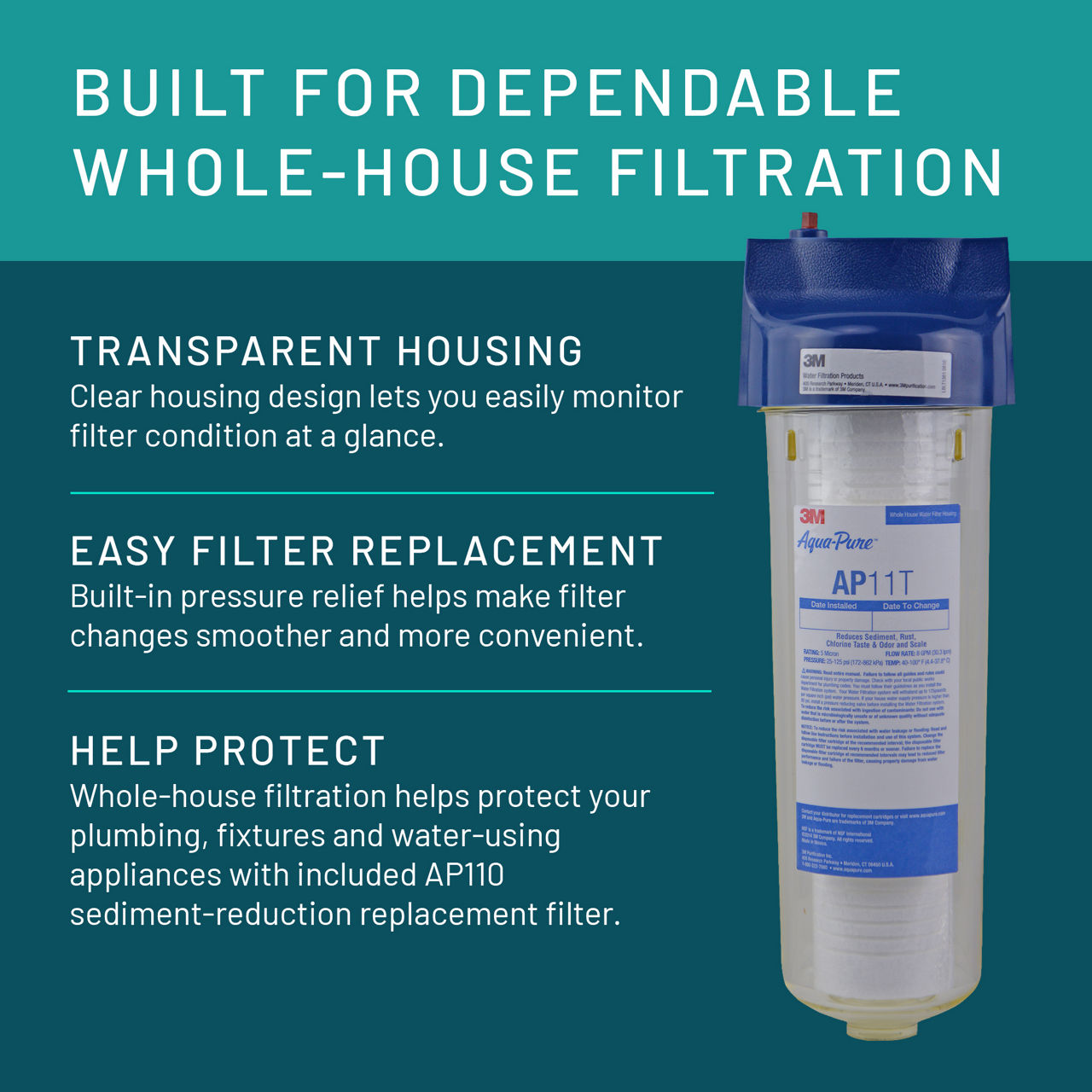 Aqua-Pure™ Brand Residential B+ Image AP11T Whole House - Transparent Housing