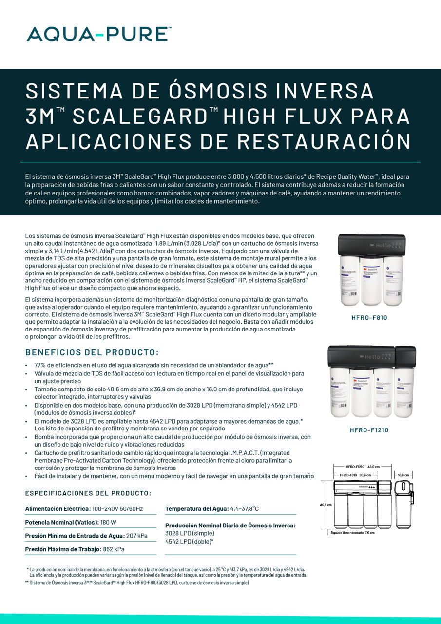 Ficha Técnica Del Sistema de Ósmosis Inversa ScaleGard™ High Flux rgb - Español