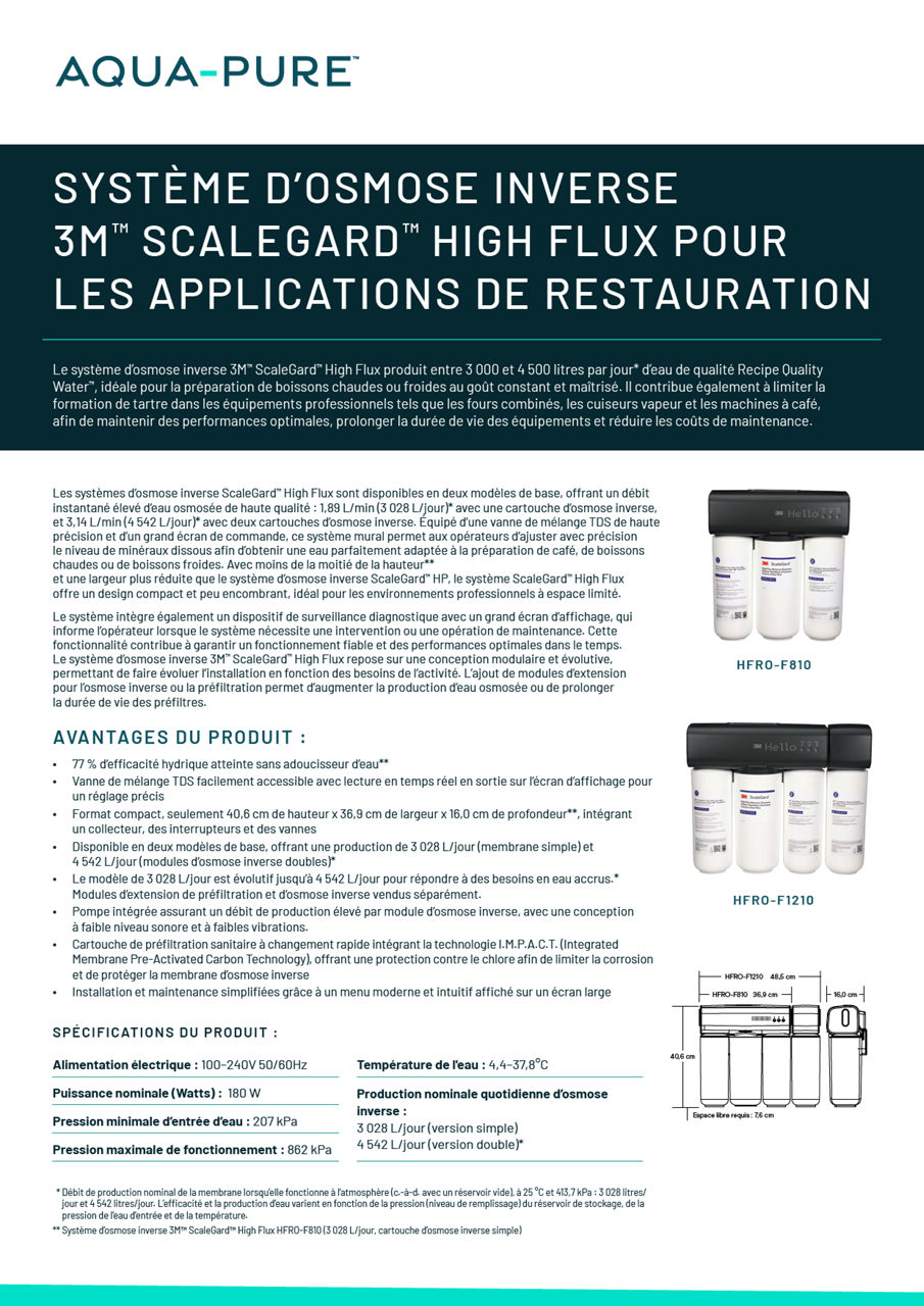 Fiche technique du Système d’osmose inverse ScaleGard™ High Flux rgb - Française