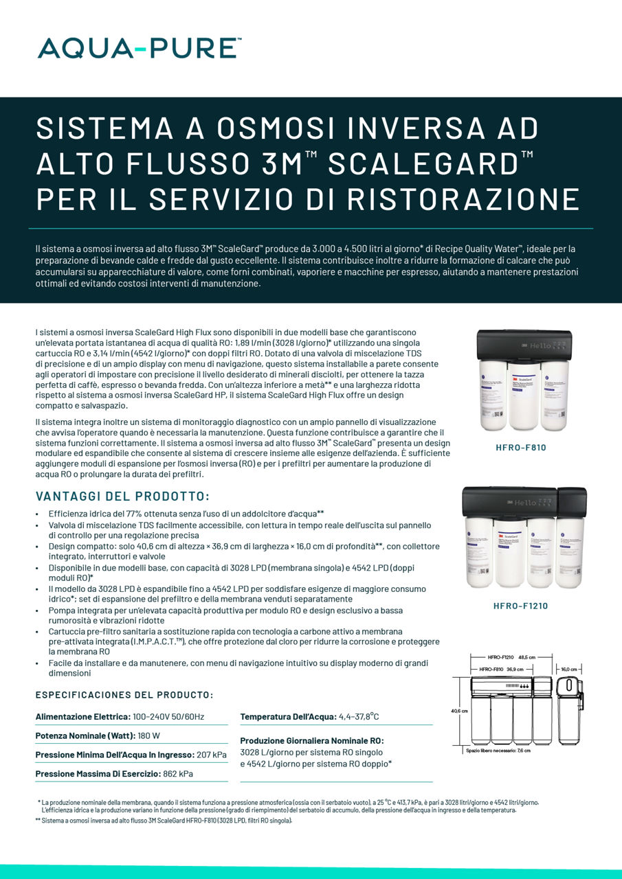 Scheda tecnica del Sistema a osmosi inversa ad Alta Flusso ScaleGard™ rgb - Italiano