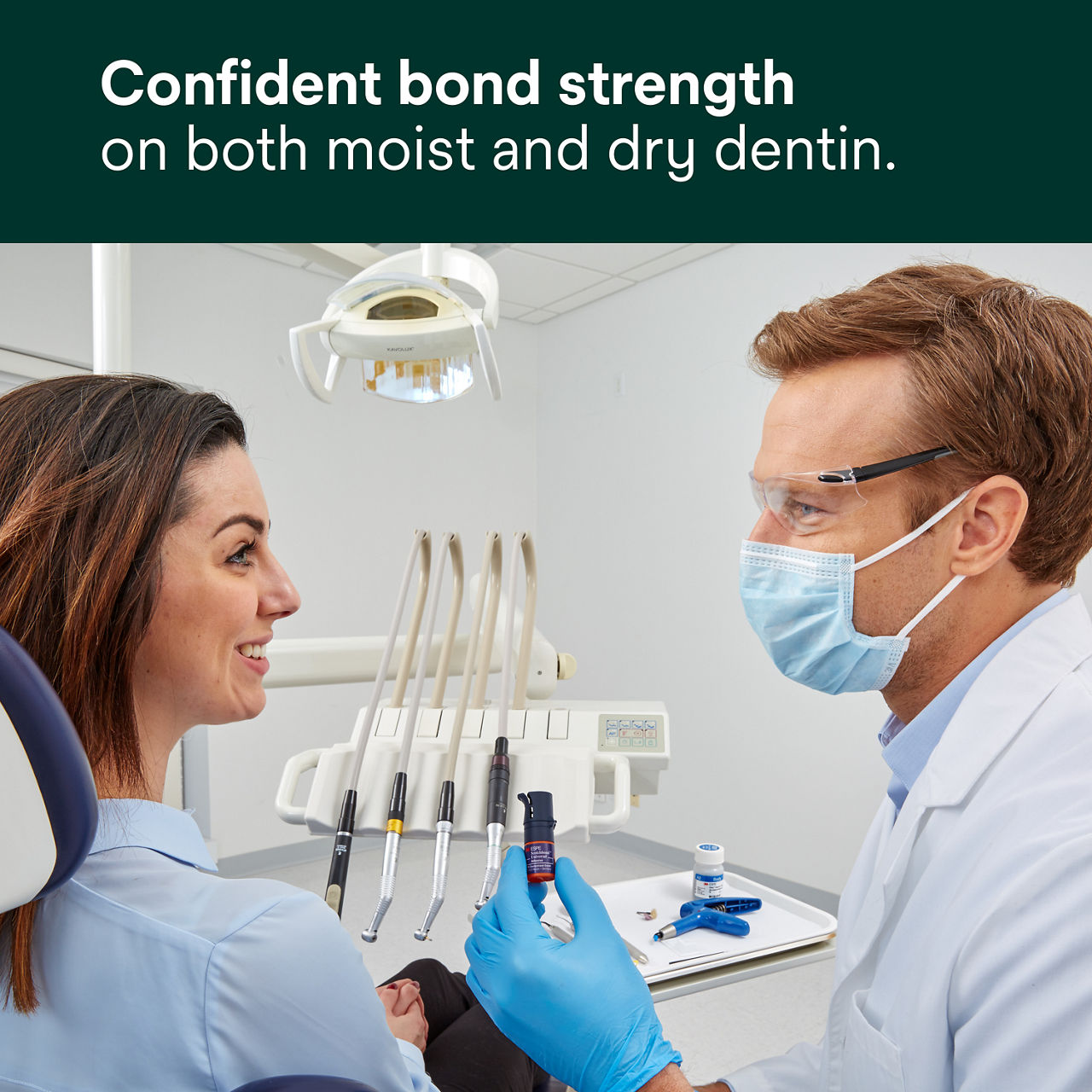(2) Scotchbond Universal Adhesive: Confident bond strength on both moist and dry dentin