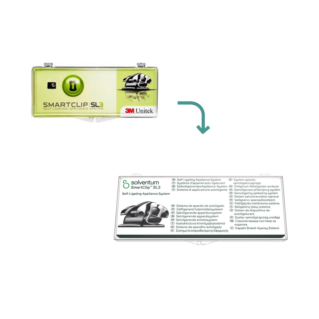 Transition to Solventum™ SmartClip™ SL3 APC™ Plus Brackets - Front, Center, In Packaging (1C1)