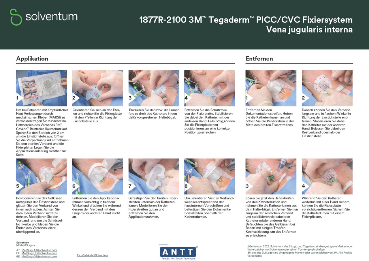 Solventum™ PICC/CVC Fixiersystem 1877R-2100 Applikationsanleitung