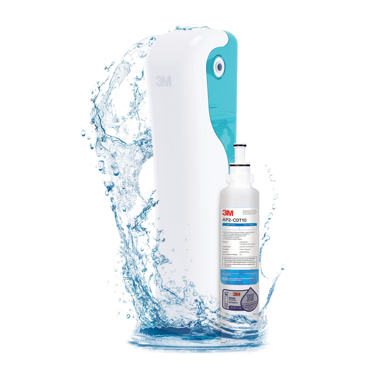 3M™ Counter-top Water Filtration System, AP2-DT10, 172 - 827 k/Pa, 1.9lpm, 2500 l Capacity, 0.5 um, 6/Case