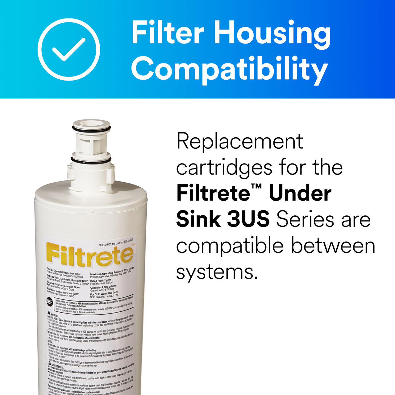 Filtrete™ Under Sink Water Filter System, 3US-S01-2 B+ Content, Product Photo