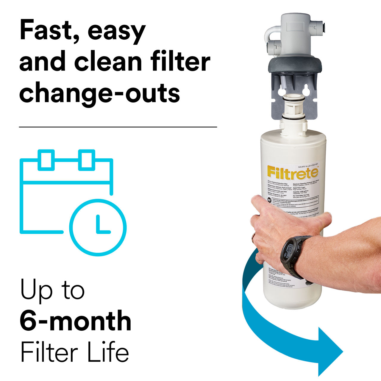 Filtrete™ Under Sink Water Filter System, 3US-S01-6 B+ Content, Product Photo